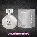 De Cadeau Factory JFENZI XVII Women eau de parfum in een ronde witte flacon met zilveren verpakking
