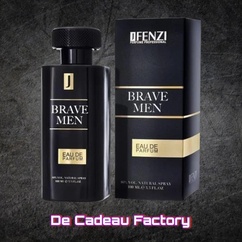 De Cadeau Factory JFENZI Brave Men eau de parfum voor heren in een zwarte 100ml flacon met oriëntaalse kruidige geur